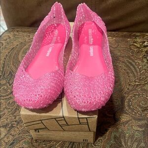Mini Melissa Vibrant Pink Woven Flats